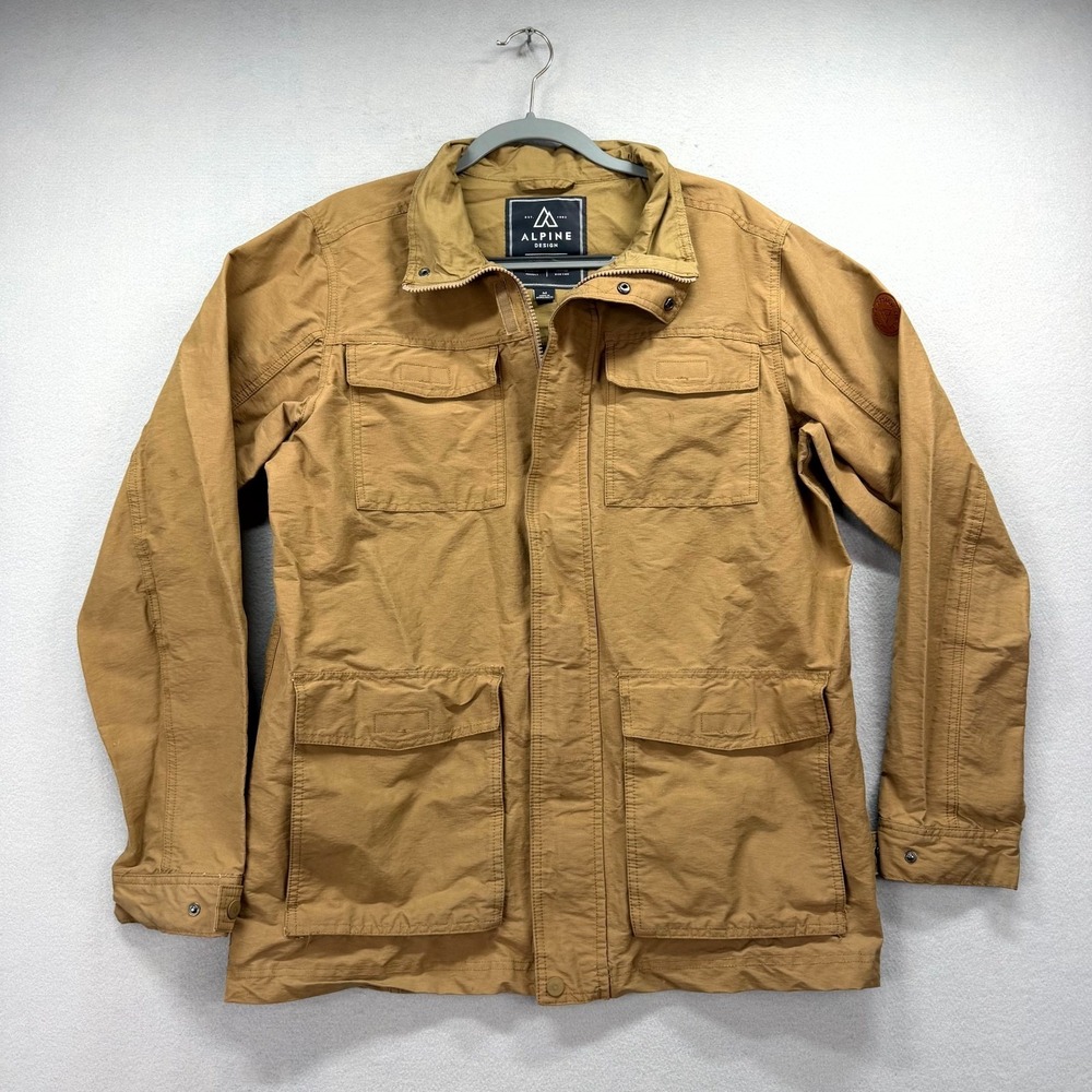 Alpine Design Canvas Field Jacket Mens M Brown Military Utility Snap Inside Zip‎